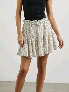 Rails Halsey Mini Skirt M Bella Floral Tiered Linen Blend Paperbag Waist Tie